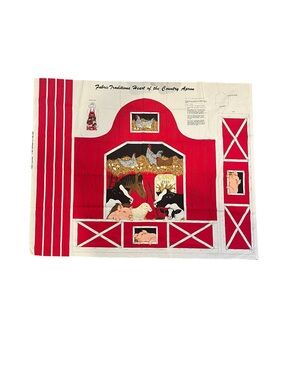 VTG Fabric Traditions "Heart Of The Country" Apron Panels Horses Pigs Chickens